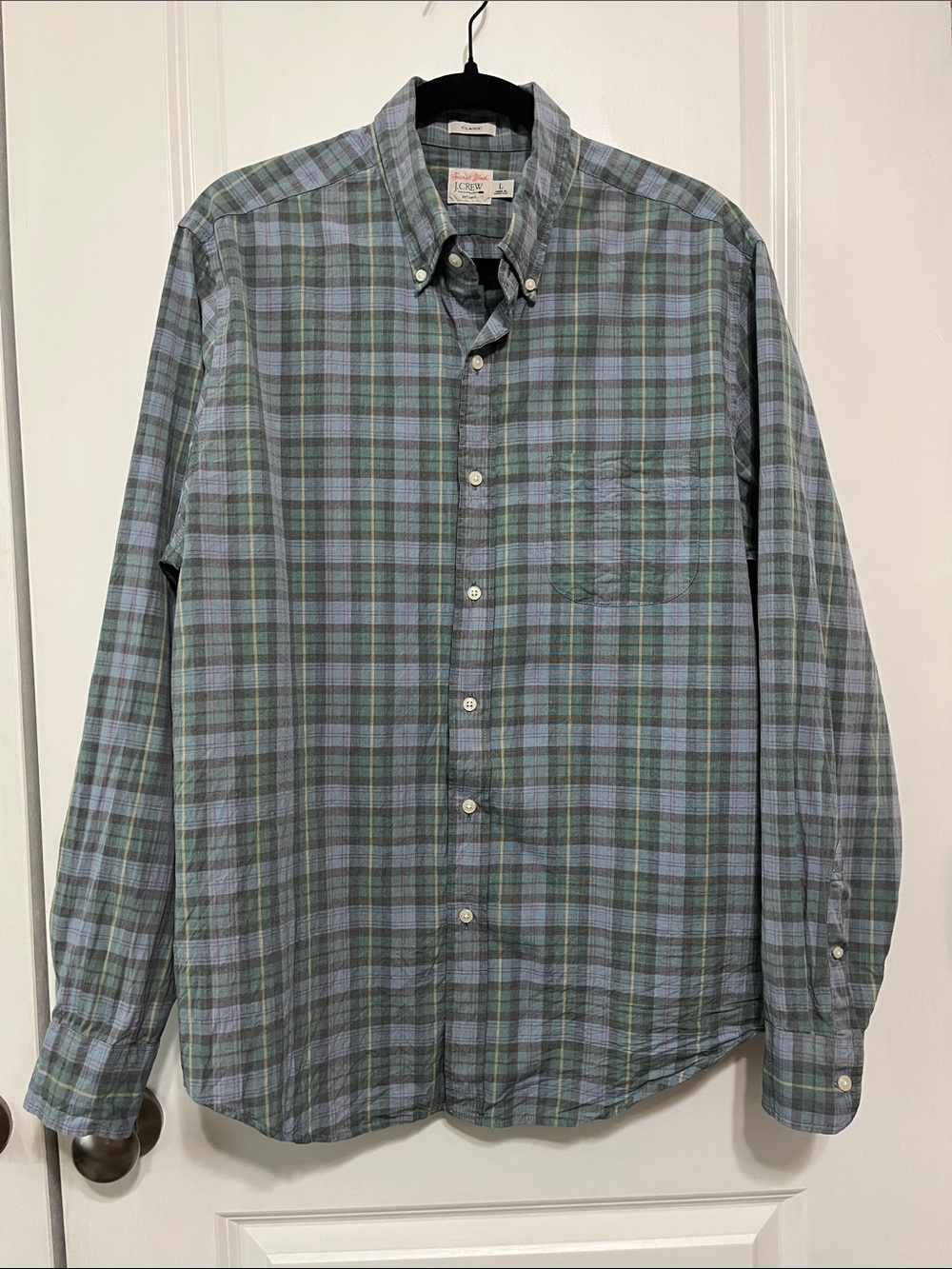 J. Crew Men's Secret Wash Cotton Poplin Shirt Sz Large